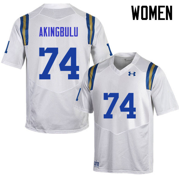 Women #74 Alex Akingbulu UCLA Bruins Under Armour College Football Jerseys Sale-White